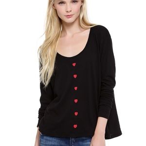 Wildfox Heart Button Black Long Sleeve